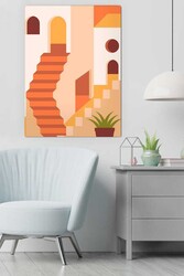 Kətan Geometric House Deseni Tablo 0348 - Markaev