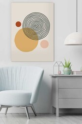 Kətan Geometrik Renkli Daireler Deseni Tablo 0471 - Markaev