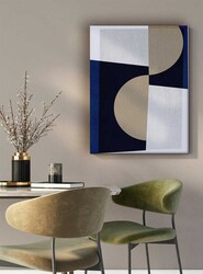 Kətan Gri Lacivert Renkli Geometrik Modern Tablo 1047 - Thumbnail
