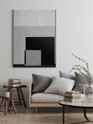 Kətan Gri Renkli Geometrik Modern Tablo 1063 - Thumbnail