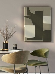 Kətan Haki Geometrik Modern Tablo 1011 - Markaev