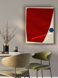 Kətan Kırmızı Renkli Geometrik Modern Tablo 1059 - Thumbnail
