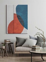 Kətan Mavi Turuncu Geometrik Modern Tablo 1026 - Markaev