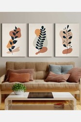 Kətan Minimal Floral 3'lü Tablo Seti 0799 - Markaev