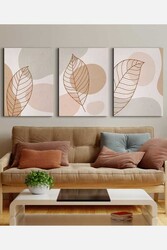 Kətan Minimal Floral 3'lü Tablo Seti 0800 - Markaev