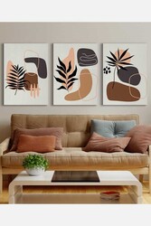 Kətan Minimal Modern Leaf 3'lü Tablo Seti 0802 - Markaev