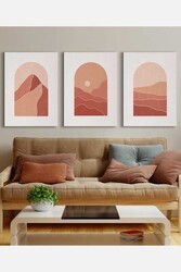 Kətan Minimal Mountain 3'lü Tablo Seti 0803 - Markaev