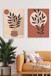 Kətan Minimal Tropical Deseni 2'li Tablo Seti 0704 - Markaev