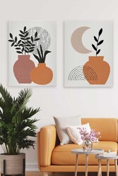 Kətan Minimalist Deseni 2'li Tablo Seti 0703 - Markaev