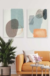 Kətan Modern Pastel Deseni 2'li Tablo Seti 0706 - Markaev