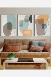 Kətan Modern Pastel Renkler 3'lü Tablo Seti 0806 - Markaev