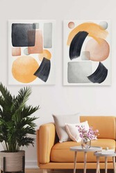 Kətan Pastel Renkler Deseni 2'li Tablo Seti 0711 - Markaev