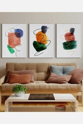 Kətan Pastel Vurgular Deseni 3'lü Tablo Seti 0811 - Markaev