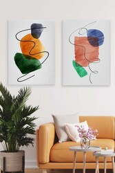 Kətan Pastel Vurgulu Deseni 2'li Tablo Seti 0713 - Markaev