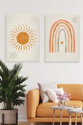 Kətan Rainbow Deseni 2'li Tablo Seti 0715 - Markaev