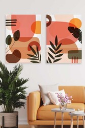 Kətan Saydam Botanik Deseni 2'li Tablo Seti 0722 - Markaev