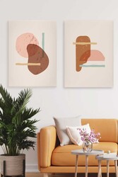 Kətan Saydam Renkli Deseni 2'li Tablo Seti 0723 - Markaev