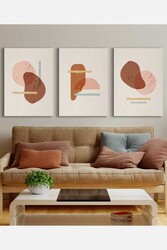 Kətan Saydam Renkli Desenler Tablo 3'lü Tablo Seti 0819 - Markaev