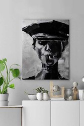 Kətan Siyah Beyaz Kadın Portre Tablo 0011 - Markaev
