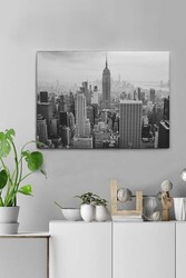 Kətan Siyah Beyaz Şehir Manzara Tablo 0098 - Markaev