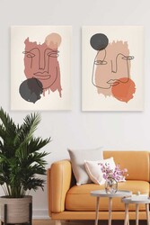 Kətan Sür Realist Yüz Deseni 2'li Tablo Seti 0727 - Markaev