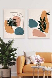 Kətan Tropical Floral Deseni 2'li Tablo Seti 0729 - Markaev