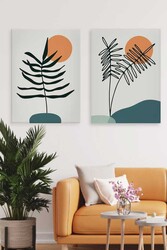 Kətan Tropical Sun Deseni 2'li Tablo Seti 0730 - Markaev