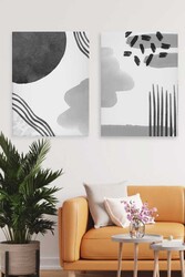 Kətan Water Color Geometric Deseni 2'li Tablo Seti 0735 - Markaev