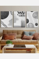 Kətan Water Color Geometric Deseni Tablo 3'lü Tablo Seti 0828 - Markaev