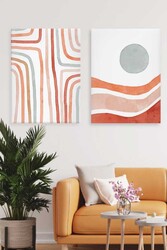 Kətan Water Color Rainbow Deseni 2'li Tablo Seti 0736 - Markaev