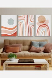 Kətan Water Color Rainbow Deseni Tablo 3'lü Tablo Seti 0830 - Markaev