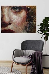 Kətan Yağlı Boya Görünümlü Kadın Portre Tablo 0076 - Markaev