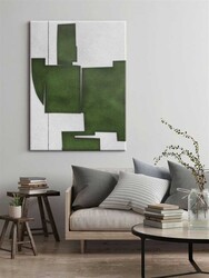 Kətan Yeşil Geometrik Modern Tablo 1010 - Markaev