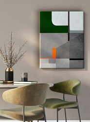 Kətan Yeşil Gri Geometrik Modern Tablo 1017 - Markaev