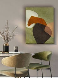 Kətan Yeşil Renkli Geometrik Modern Tablo 1027 - Markaev