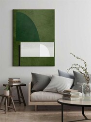 Kətan Yeşil Renkli Geometrik Modern Tablo 1028 - Markaev
