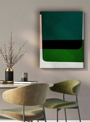 Kətan Yeşil Renkli Geometrik Modern Tablo 1033 - Markaev