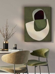 Kətan Yeşil Renkli Geometrik Modern Tablo 1035 - Markaev