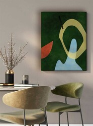 Kətan Yeşil Renkli Geometrik Modern Tablo 1037 - Markaev