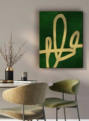 Kətan Yeşil Renkli Geometrik Modern Tablo 1045 - Thumbnail