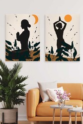 Kətan Yoga Deseni 2'li Tablo Seti 0738 - Markaev