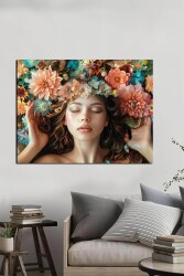 Kasımpatı Saçlı Güzel Kadın Kanvas Tablo - Markaev