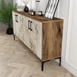 Kiev Konsol 160cm - Cəviz/Ağ Mərmər - 2