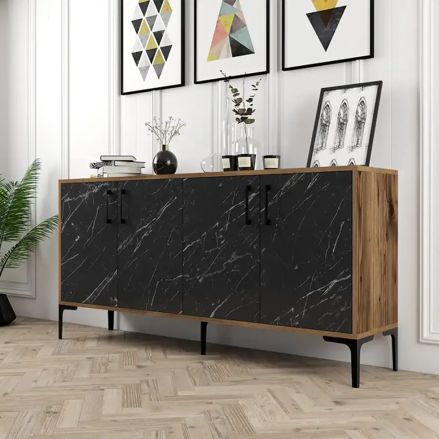 Kiev Konsol 160cm - Cəviz/Qara Mərmər - 4