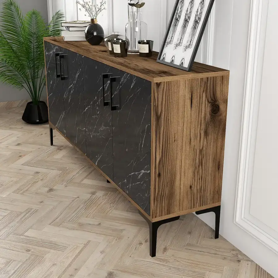 Kiev Konsol 160cm - Cəviz/Qara Mərmər - 3