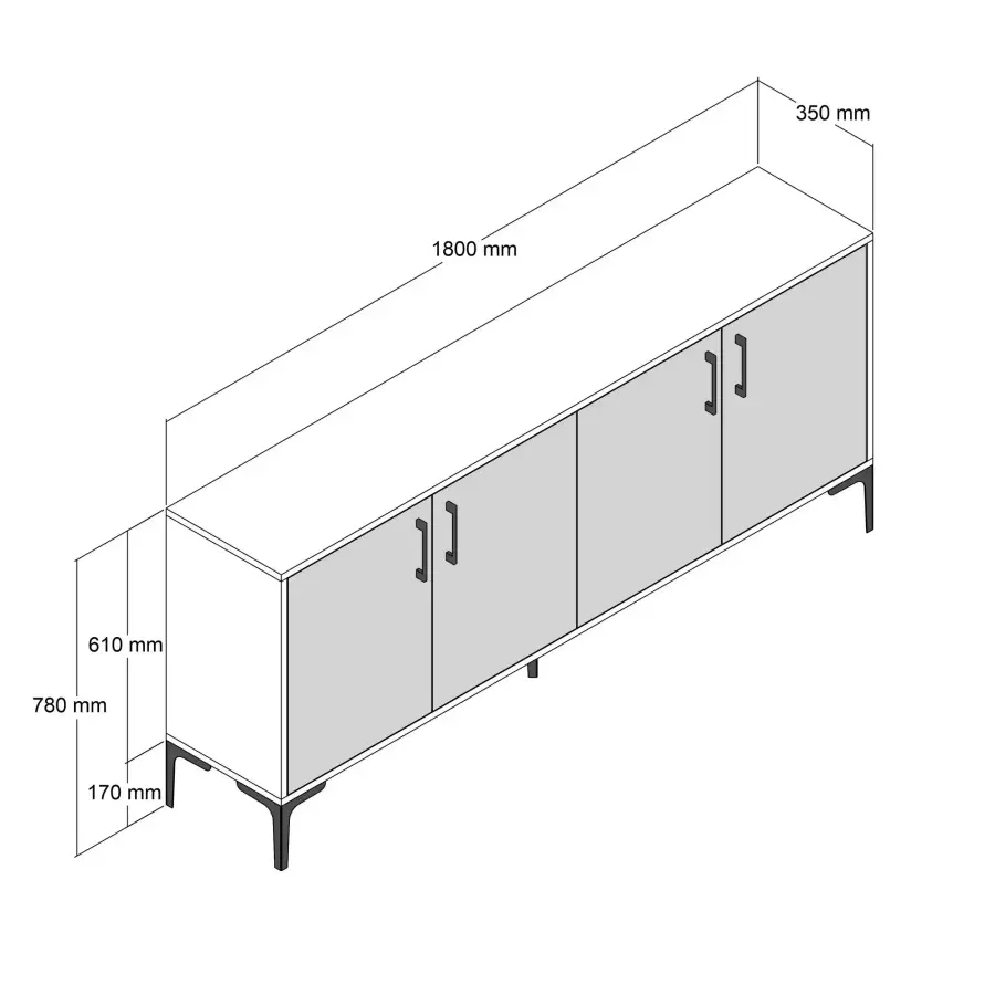 Kiev Konsol 180cm - Cəviz/Qara Mərmər - 6