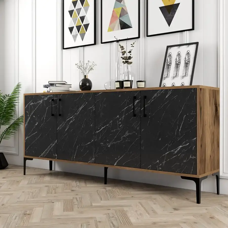 Kiev Konsol 180cm - Cəviz/Qara Mərmər - 4