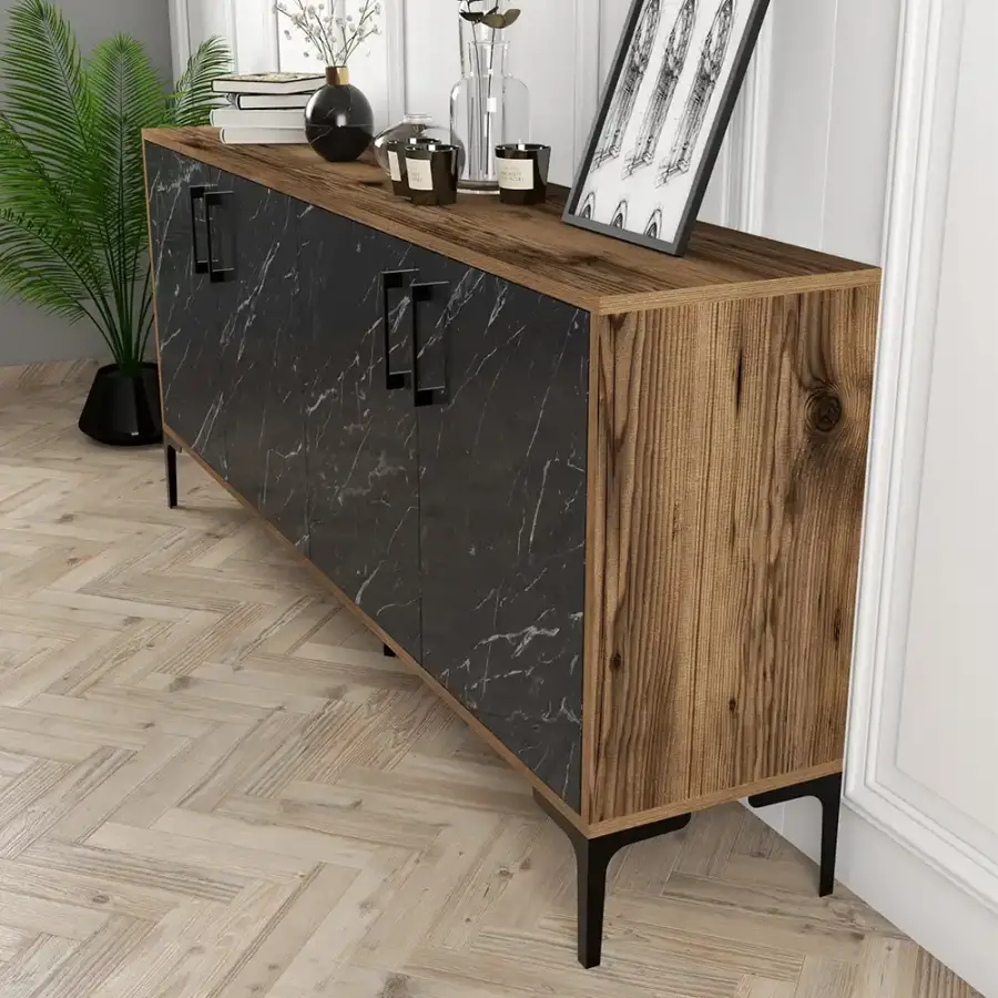 Kiev Konsol 180cm - Cəviz/Qara Mərmər - 3