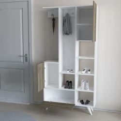 Kiray Asılqanlı Dəhliz Dolabı - Ağ/Cəviz - 2