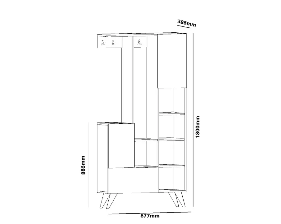 Kiray Asılqanlı Dəhliz Dolabı - Ağ/Cəviz - 5